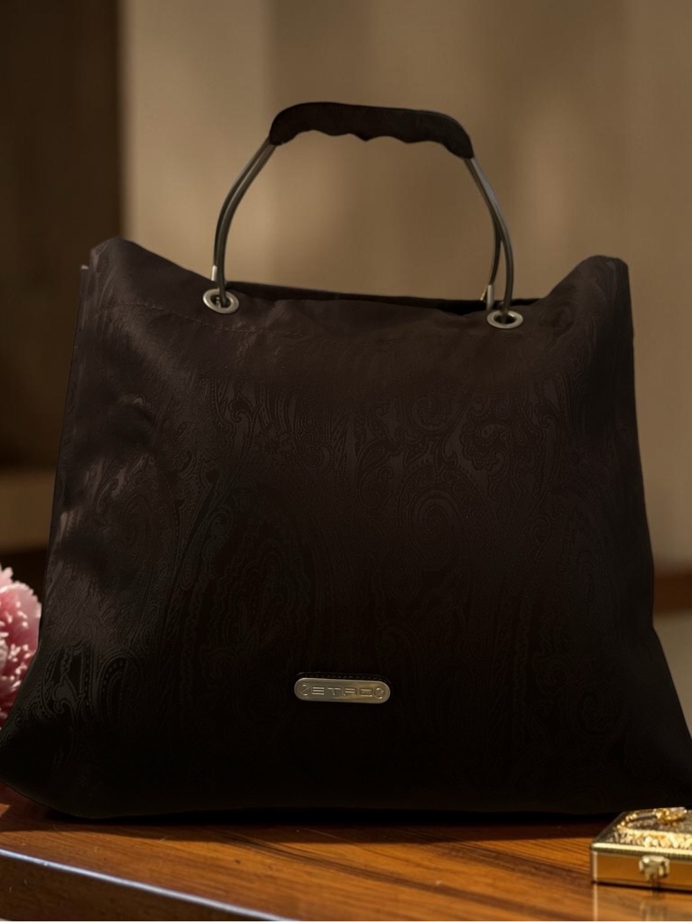 Etro Brown Tote Bag with Top Handle